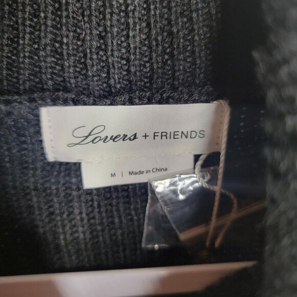 NEW Lovers + Friends Distressed Sweater Dress MEDIUM Revolve Black Wool Blend - Picture 4 of 8